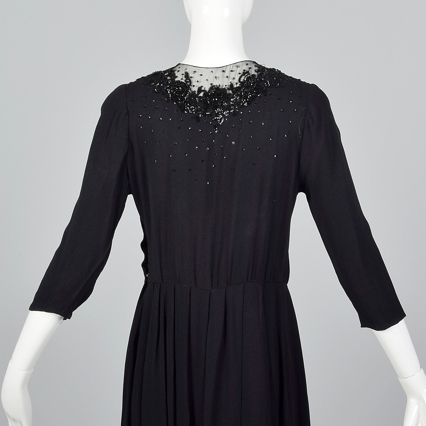 1930s Black Dress with Sequin and Mesh Detail