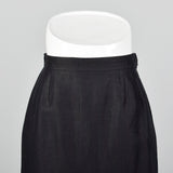 1980s Yves Saint Laurent Rive Gauche Black Linen Pencil Skirt