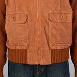 XL 1970s Brown Suede Jacket with Knit Sleeves