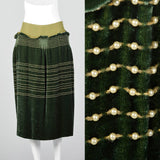 1990s Green Velvet Skirt with Beads
