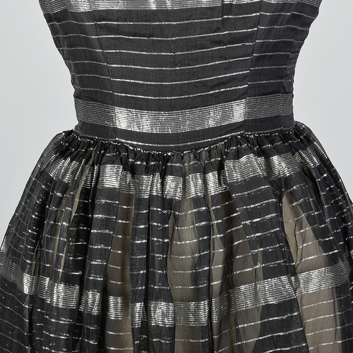 1950s Sheer Black and Silver Dress