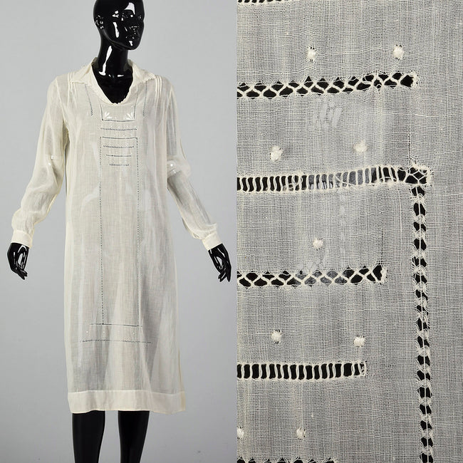 Small 1920s White Cotton Day Dress