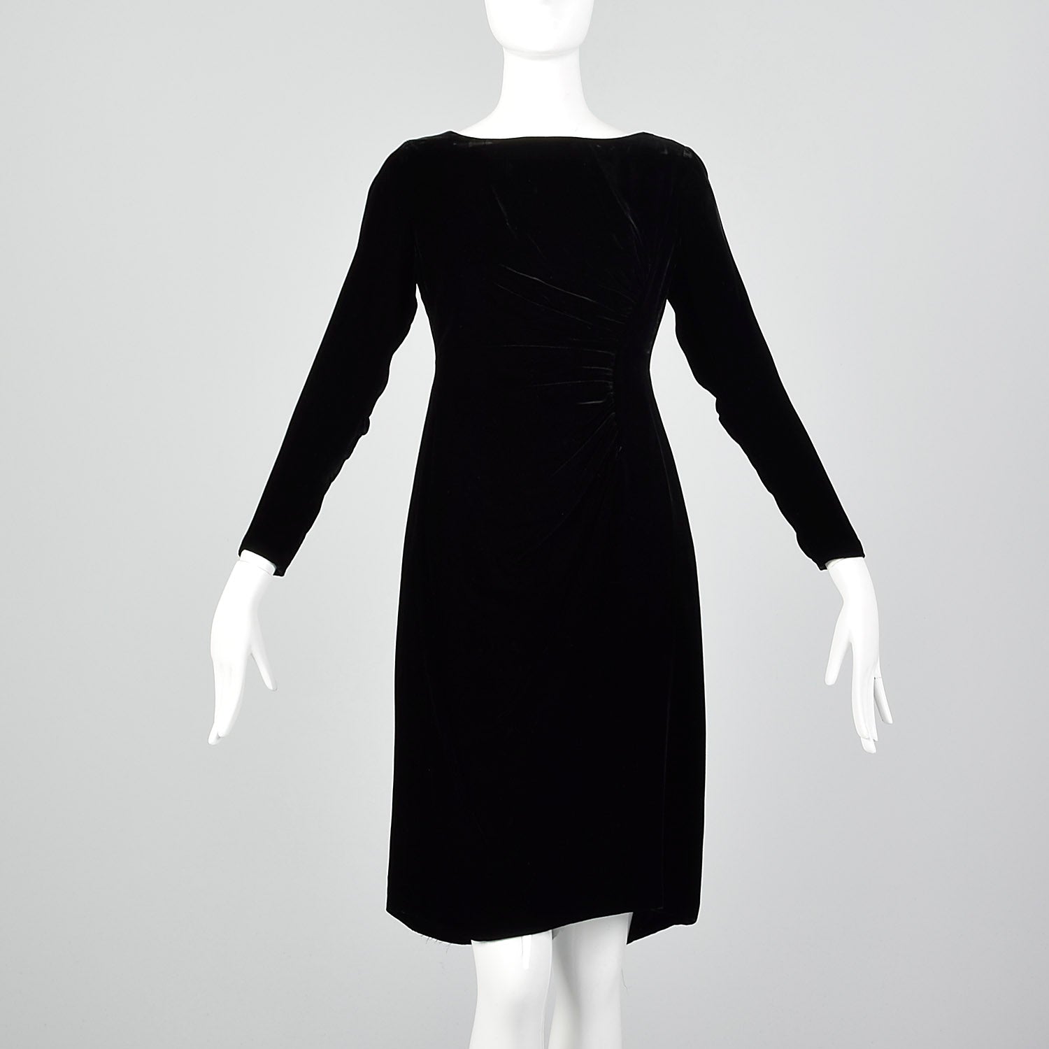 1960s Black Velvet Long Sleeve Dress Style & Salvage 1960s Black Velvet Long Sleeve Dress Style & Salvage