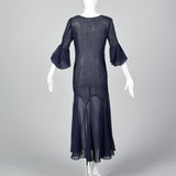 1930s Sheer Navy Blue Dress
