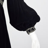 XS 1960s Beaded Black Velvet Dress