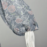 XS 1970s Gunne Sax Prairie Dress Lace Up Corset Bodice Tie Back Waist Long Sleeve Cottagecore Floral Print Maxi