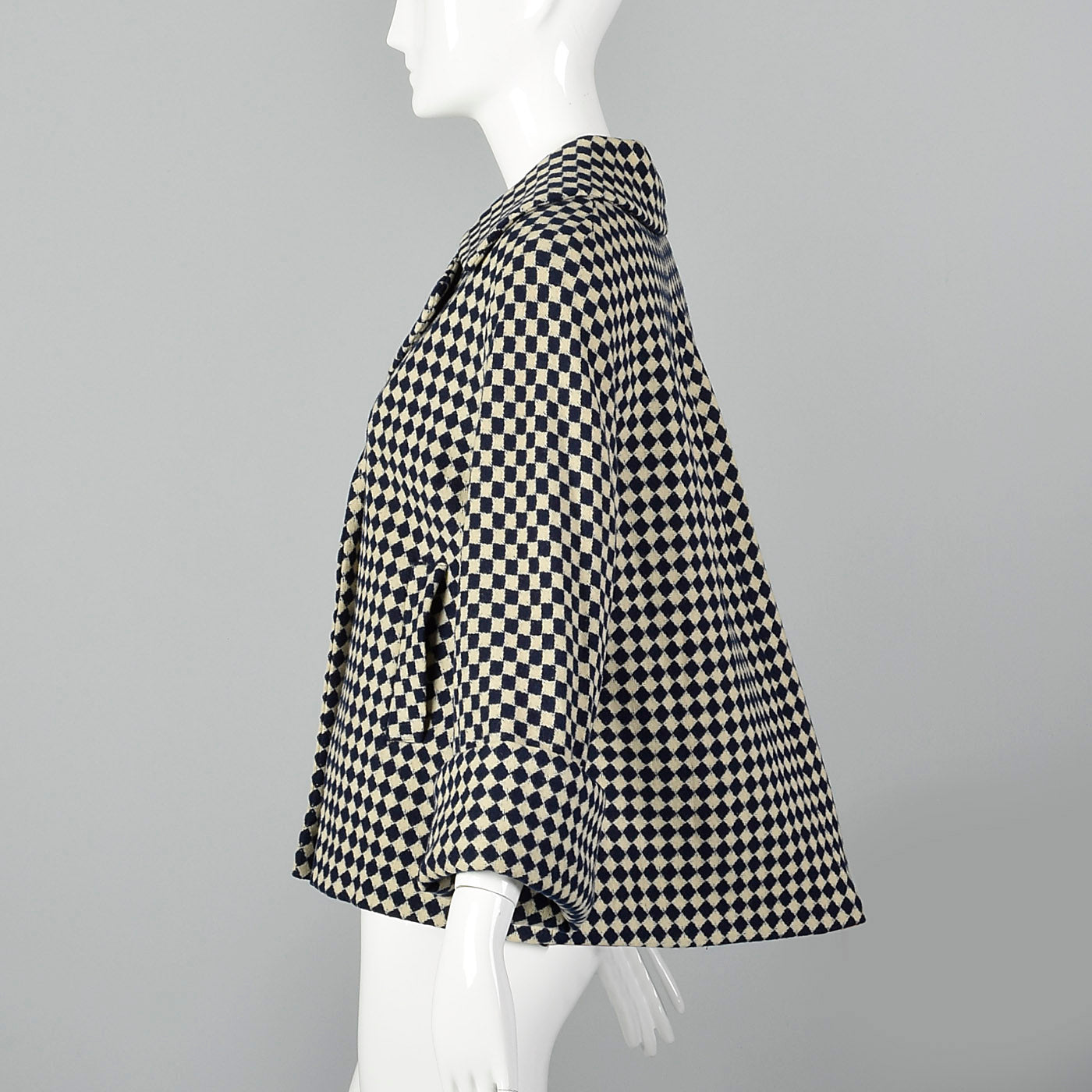 1950s Navy Blue and White Check Jacket