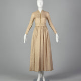1970s Mollie Parnis Boutique Ivory Silk Dress