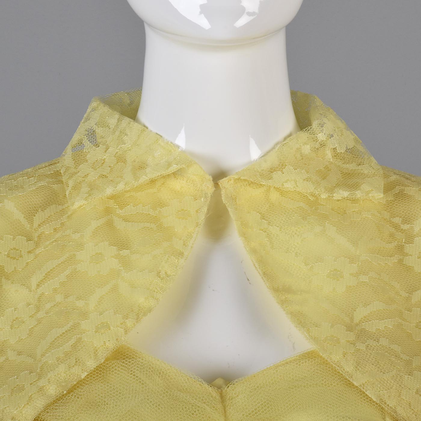 1950s Yellow Lace and Tulle Party Dress