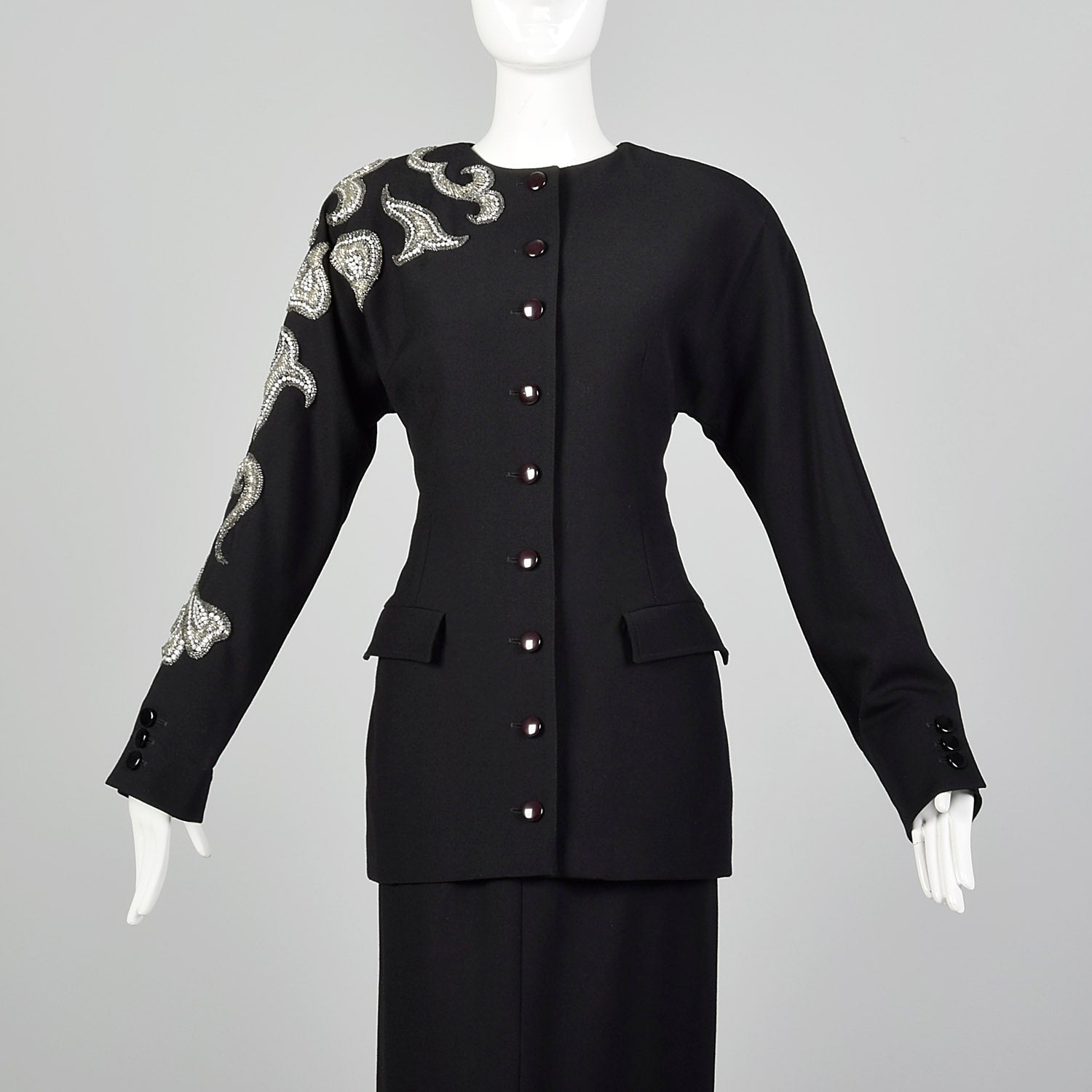 Small Miguel Cruz 1980s Two Piece Skirt Suit