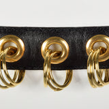 1990s Yves Saint Laurent Black Belt with Gold Rings