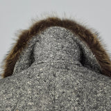 1970s Mens Wool Tweed Coat with Raccoon Fur Collar