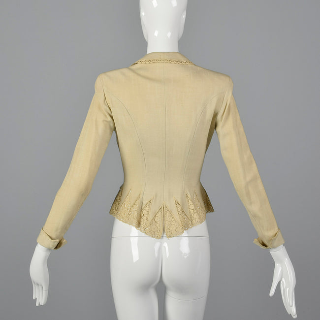 1950s Linen and Lace Jacket