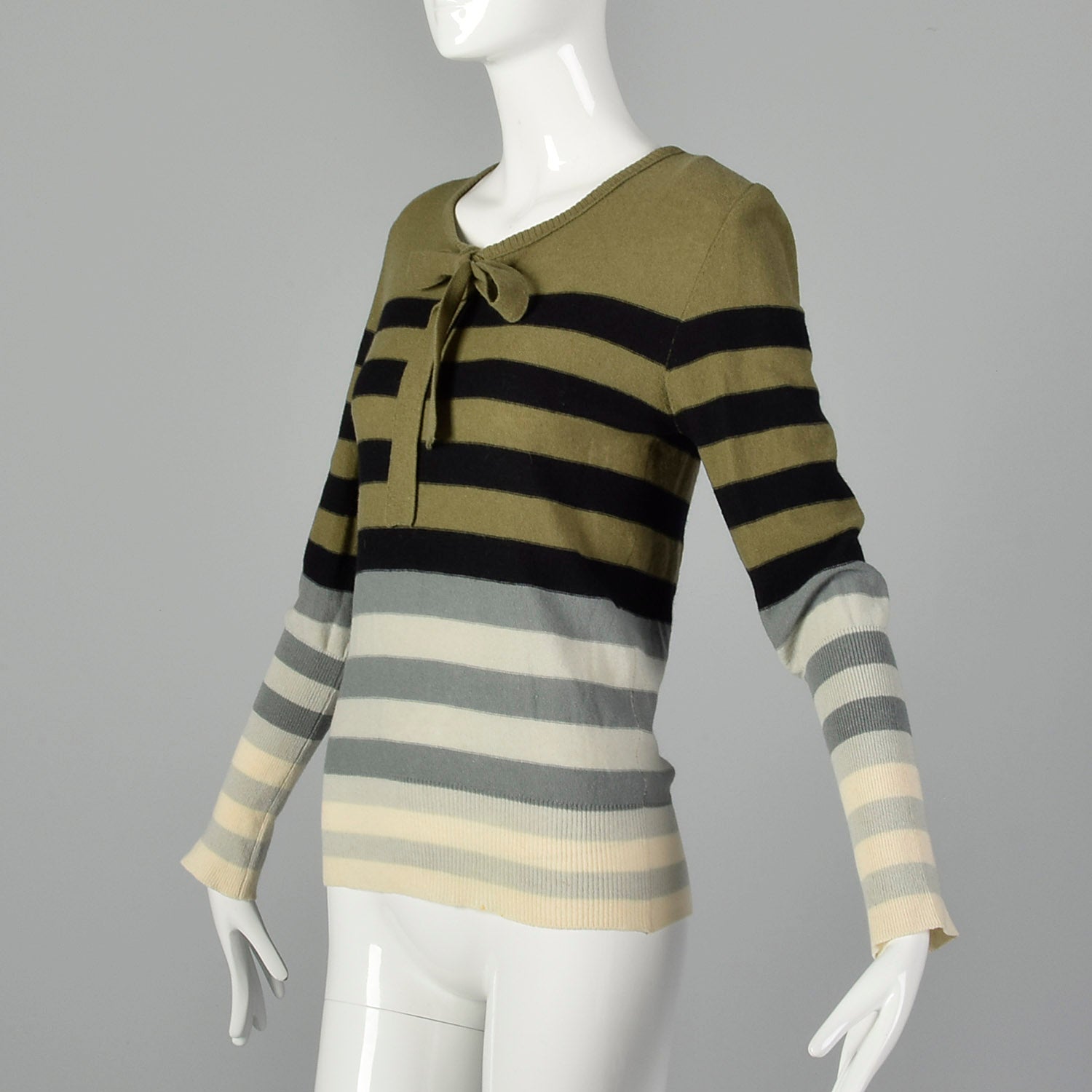 Sonia Rykiel 1990s Lightweight Green Stripe Sweater