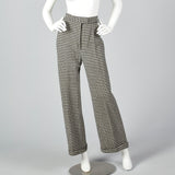 1970s Three Piece Suit Separates in Black & White Houndstooth Tweed