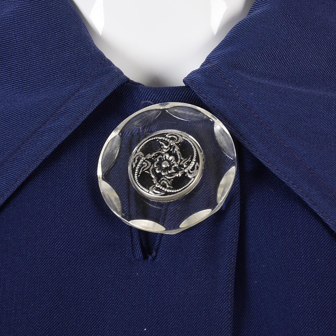 1940s Navy Coat with Lucite Button