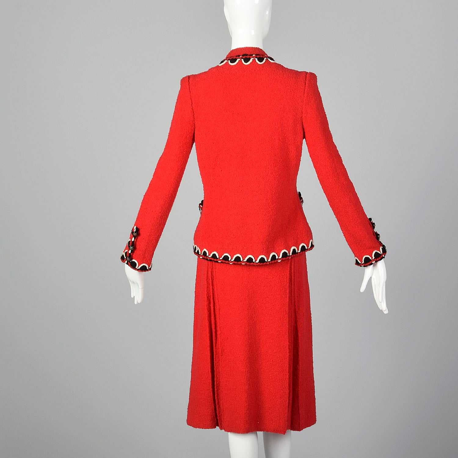Small 1960s Adolfo Red Knit Skirt Suit