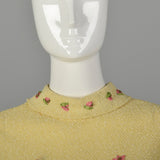 Medium 1960s Yellow Knit Outfit Sleeveless Top and Skirt