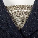 1950s Navy Blue Dress with Silver Glitter Textile