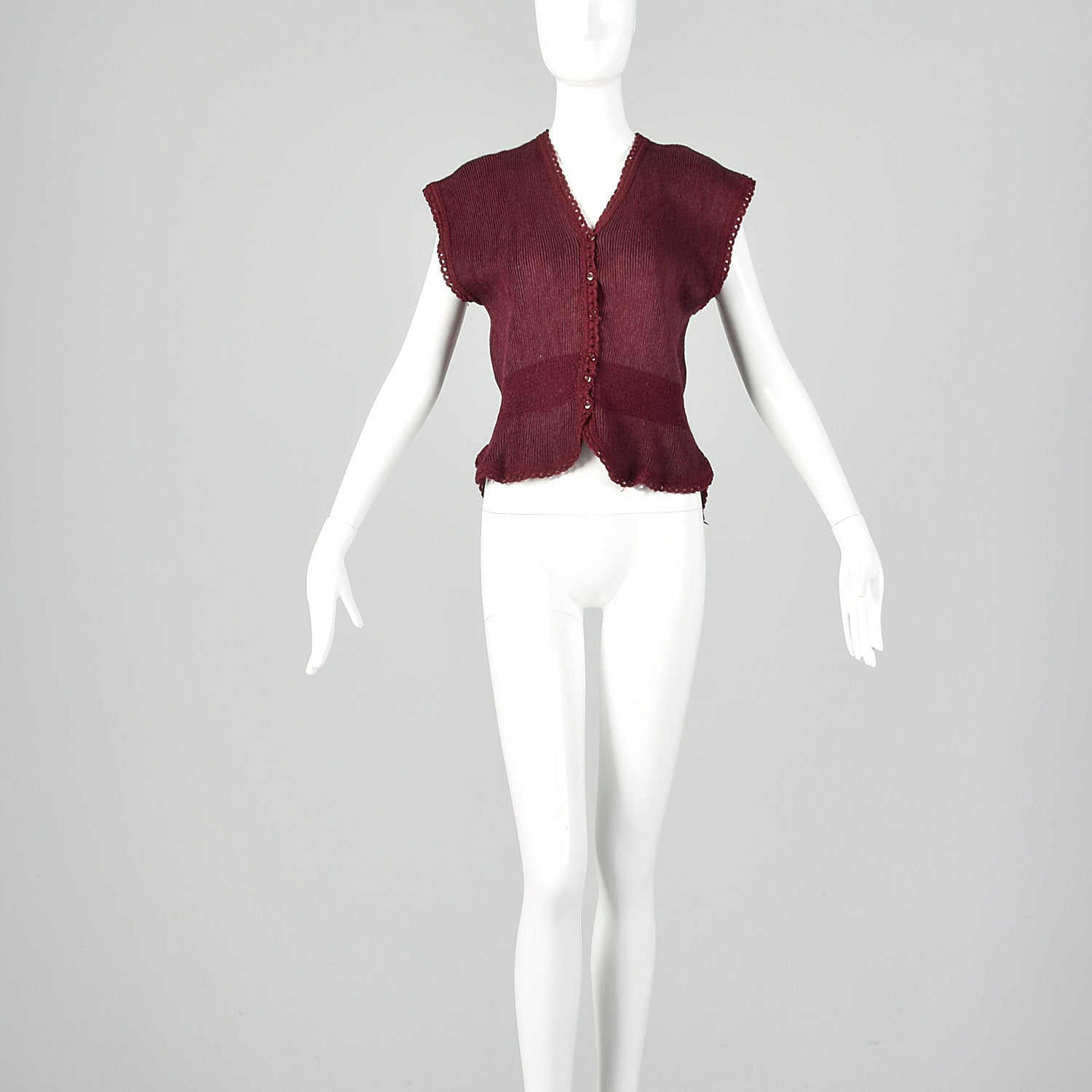 1930s Hug-Me-Tite Burgundy Sweater Vest