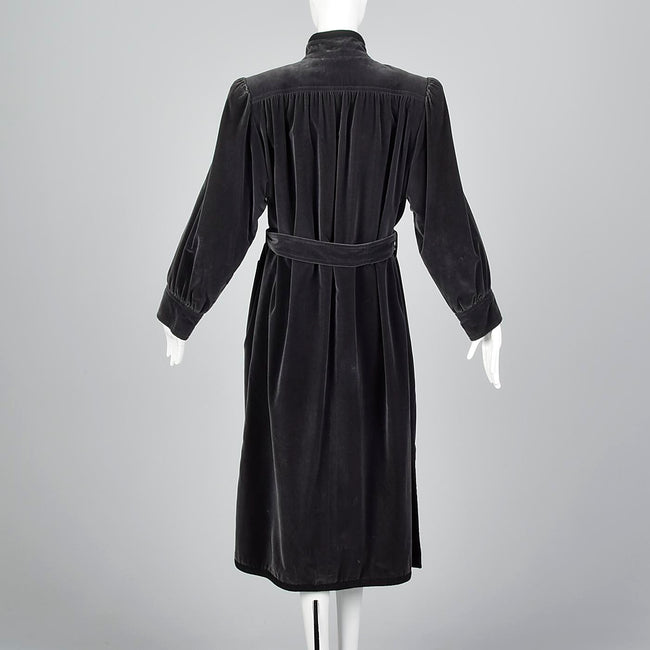 1976 Yves Saint Laurent Russian Collection Gray Velvet Trench Coat