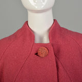 OSFM 1960s Swing Coat Loose Pink Wool Bracelet Sleeve Winter