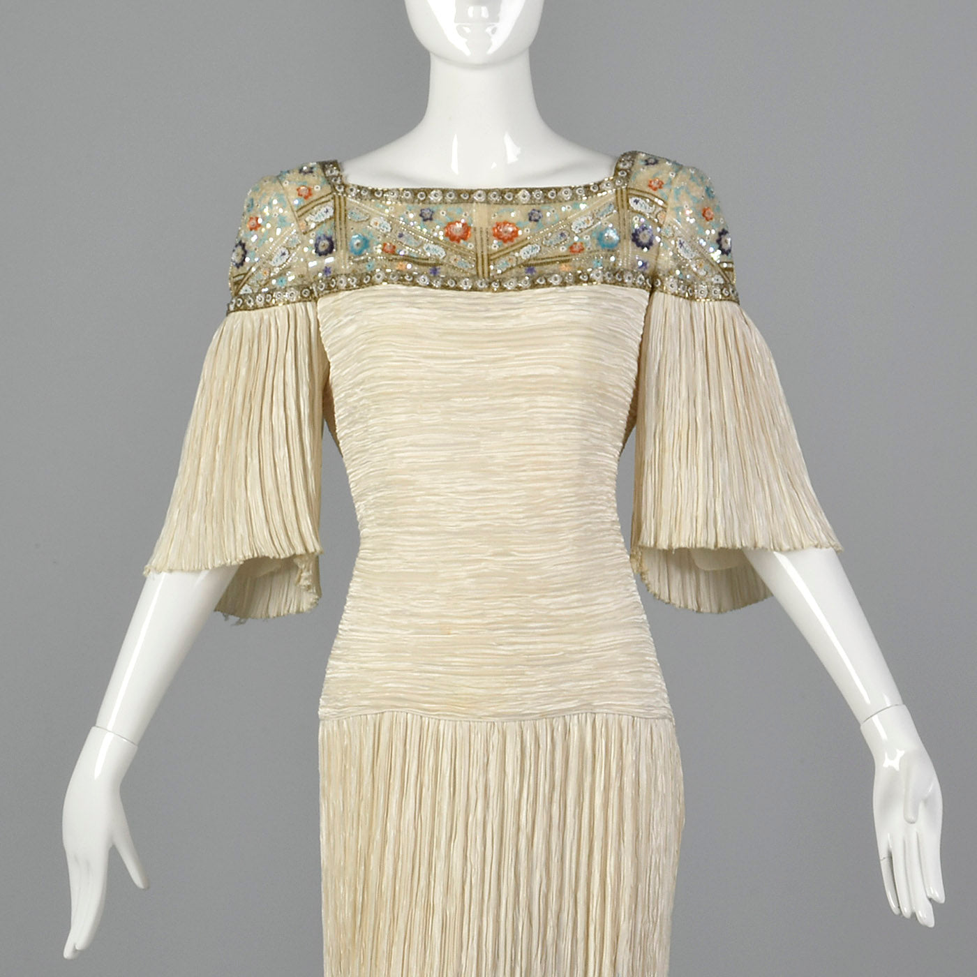 1980s Mary McFadden Dress with Beaded Neckline