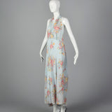 1940s Blue Daffodil Print Nightgown