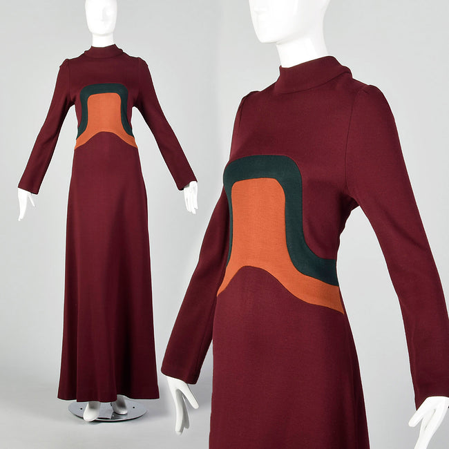 XS 1970s Space Age Mod Maxi Dress