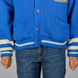 1990s Blue Knit Novelty Race Car Coat