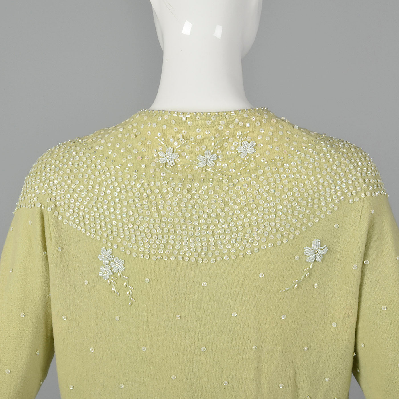 1960s Green Cardigan with Beading and Sequins