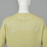 1960s Green Cardigan with Beading and Sequins