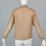 Medium 1970s Pauline Trigere Tan Polka Dot Blouse