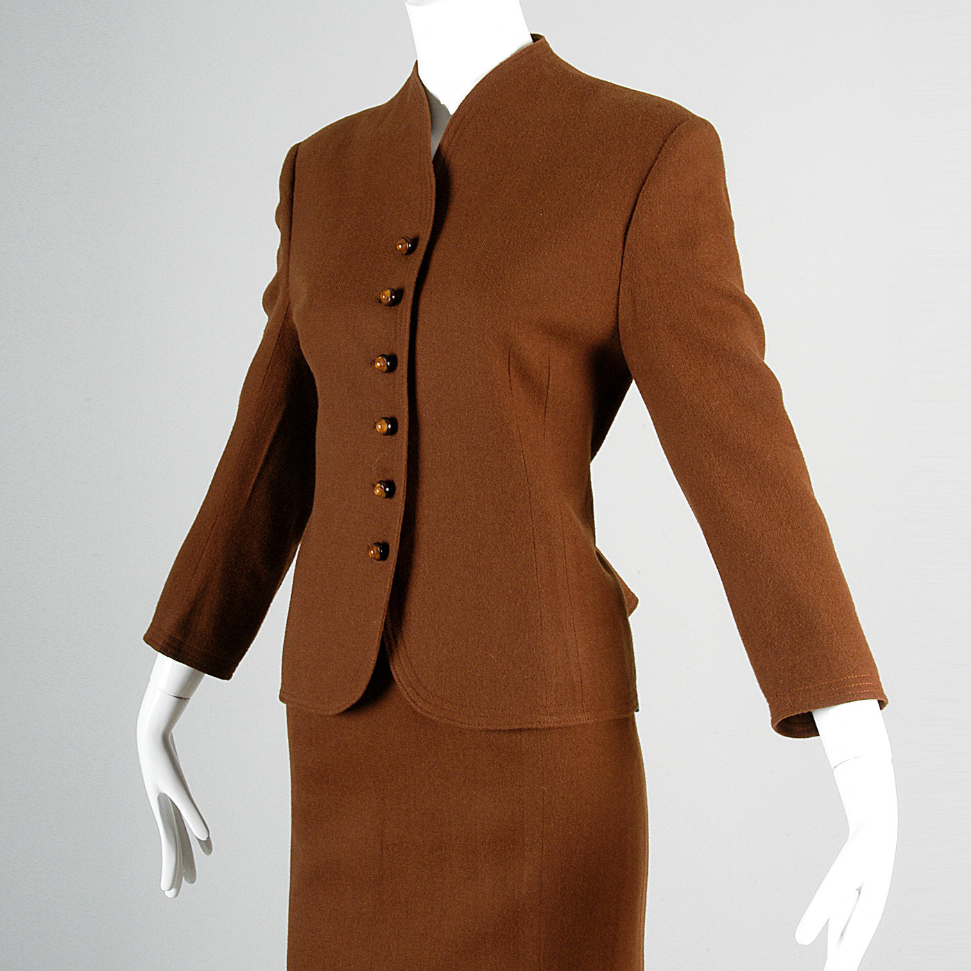 1960s Brown Cashmere Skirt Suit