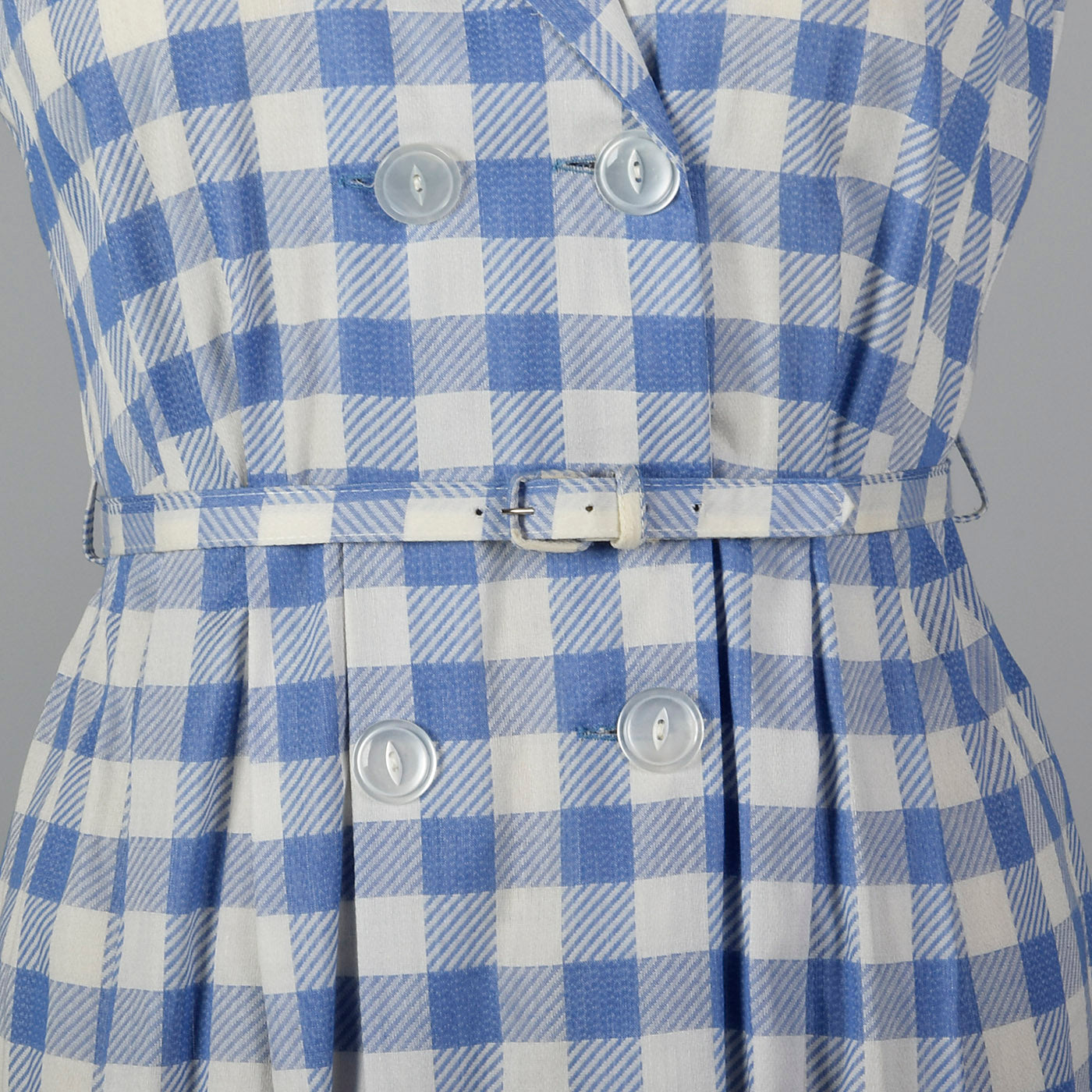 1950s Blue and White Gingham Day Dress