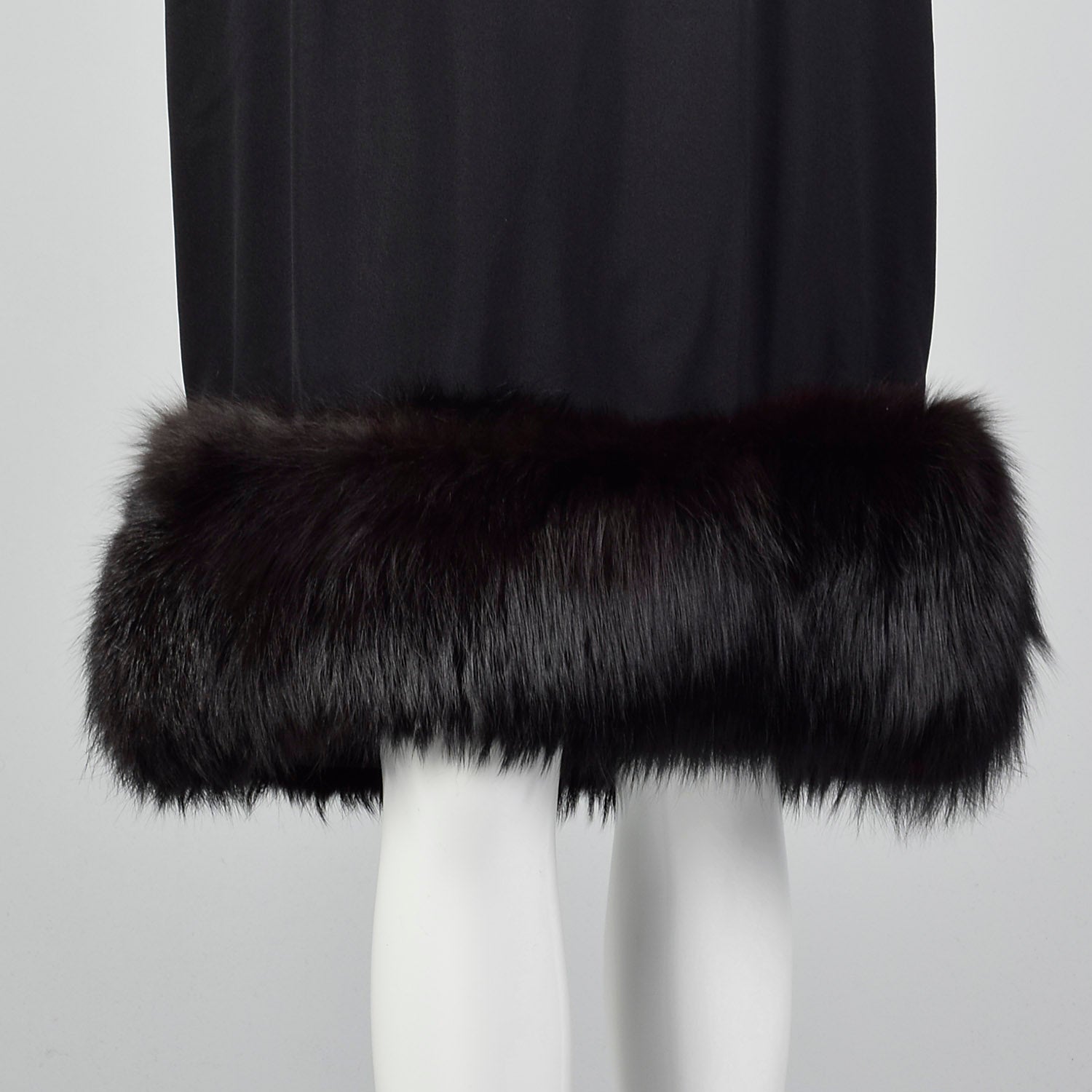 Small Sam FriedLander 1960s Black Dress with Fox Fur Hem