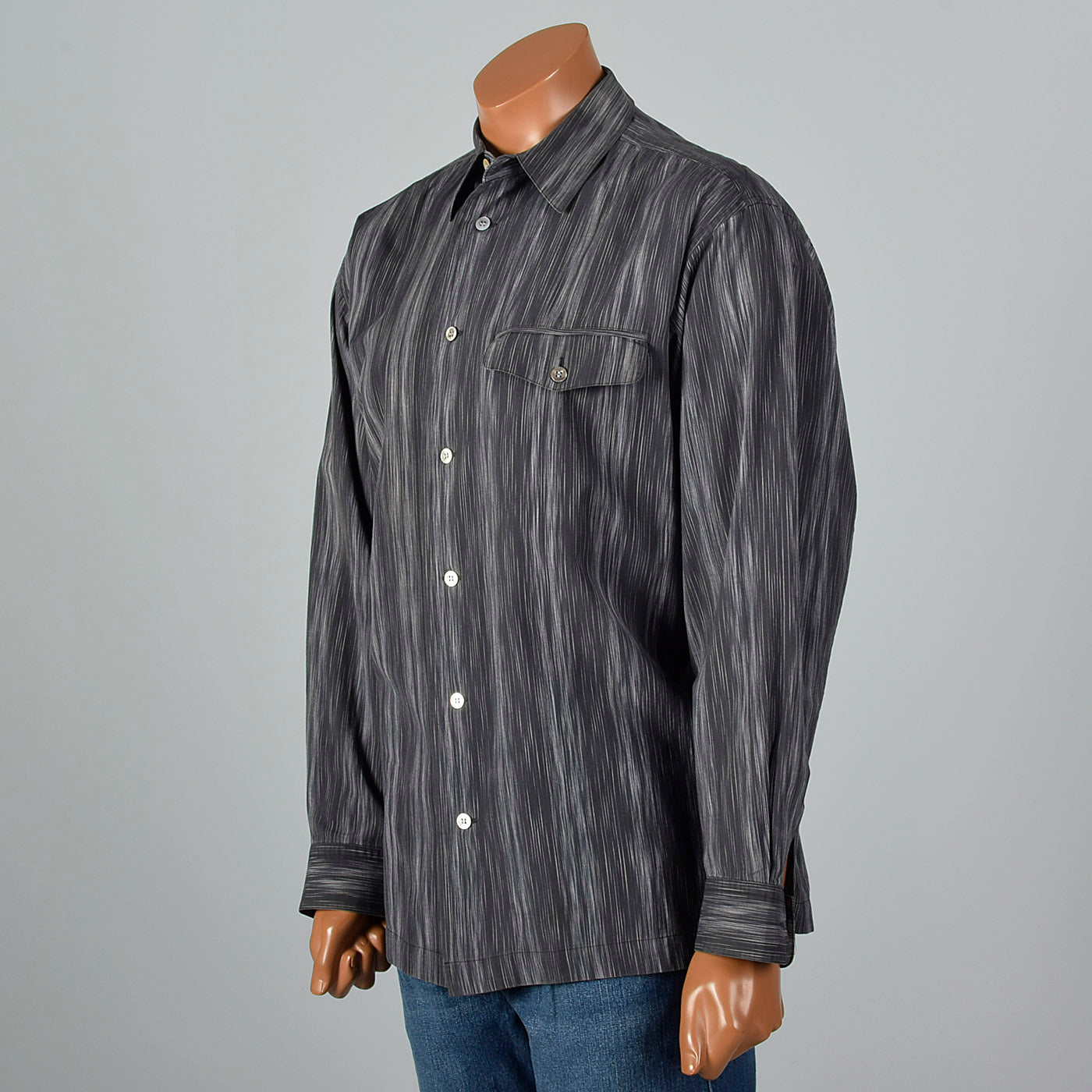 2000s Issey Miyake Gray Stripe Shirt