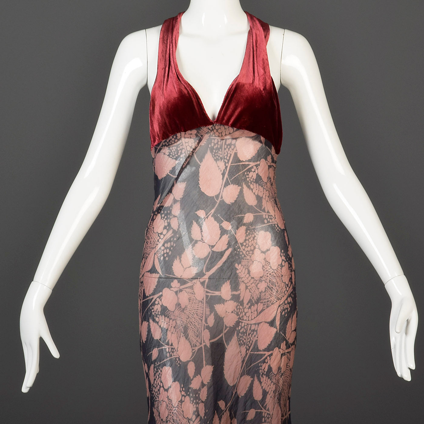 1930s Bias Cut Silk Halter Dress