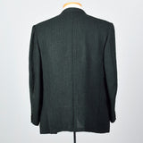 1960s Mens Black with Green Stripe Jacket in a Textured Weave