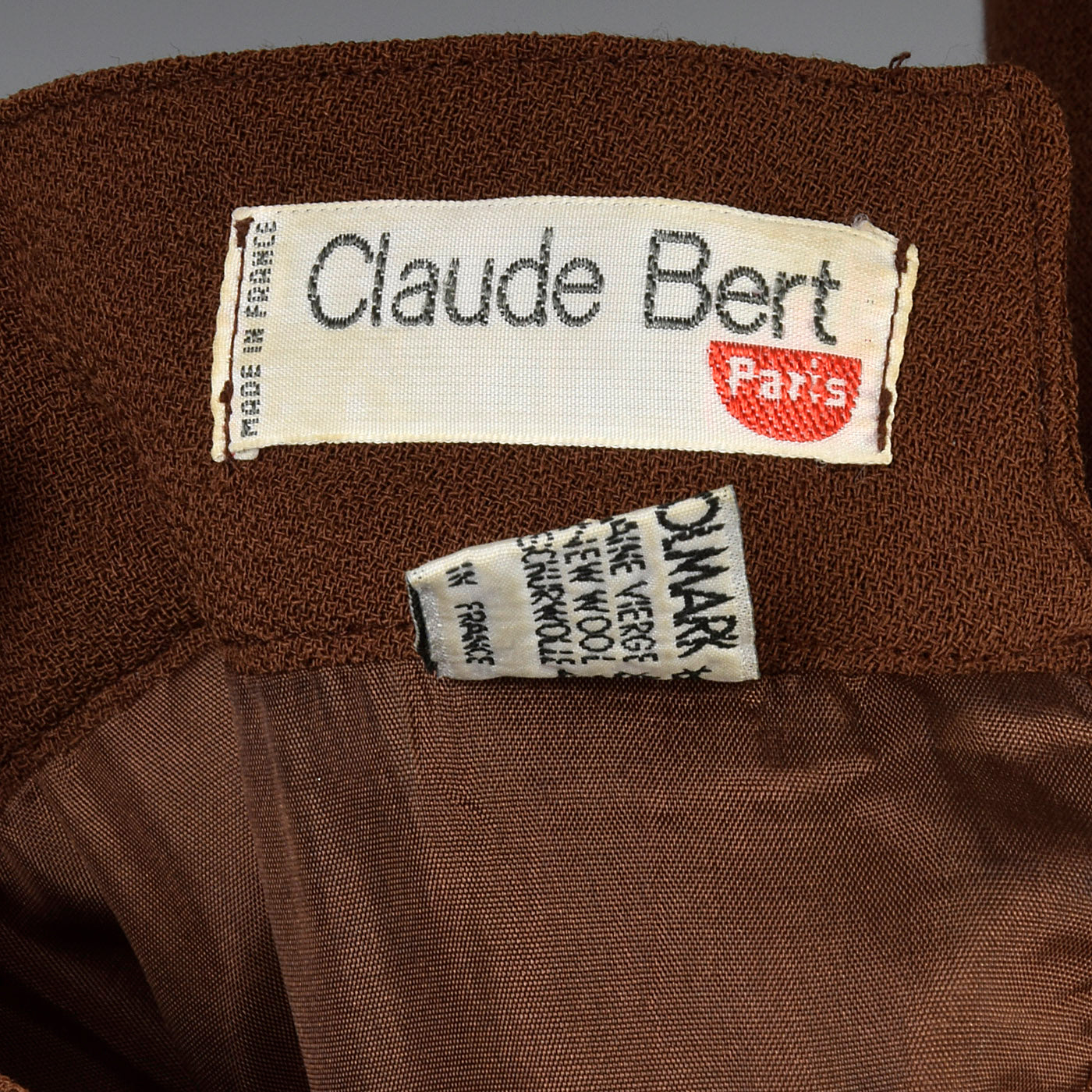 1980s Asymmetrical Brown Wool Crepe Skirt