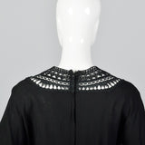 1950s Little Black Dress with Sheer Crochet Neckline