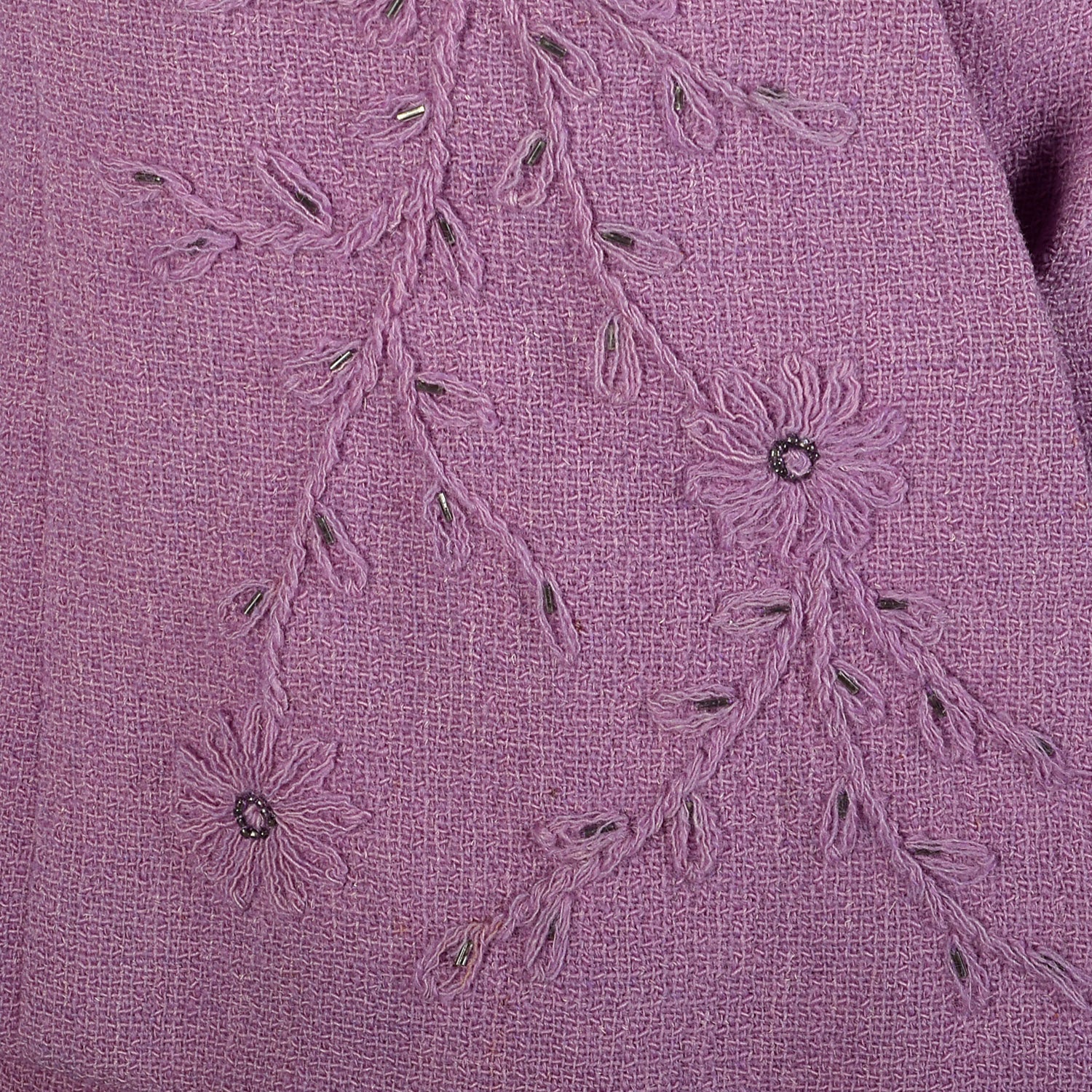 XL 1960s Set Purple Tweed Autumn Jacket Lilac Day Dress Ensemble