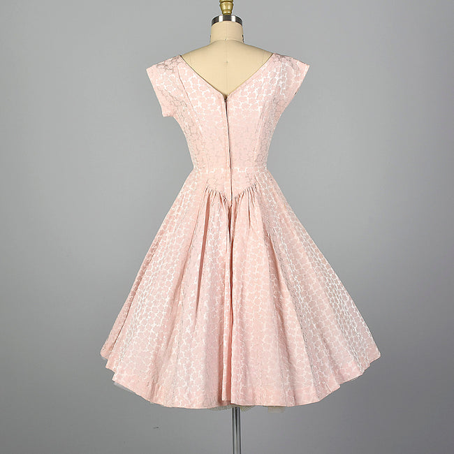 1950s Pink Fit and Flare Party Dress