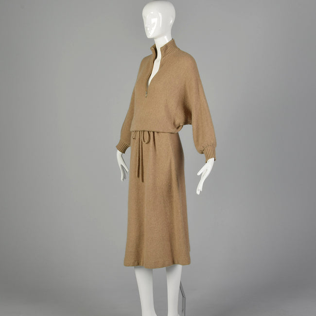 Medium Diane Von Furstenberg 1970s Tan Sweater Dress