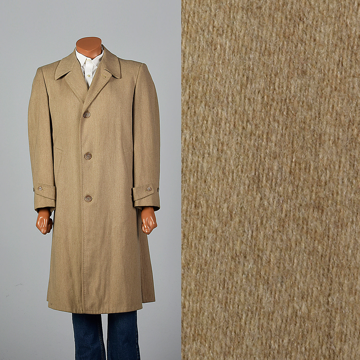 1950s Mens Tan Wool Winter Coat – Style Salvage - Main Image