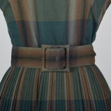 1950s Summer Dress in Green Plaid