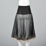 1950s Sheer Black Lace Half Slip with Pink Crystal Pleats