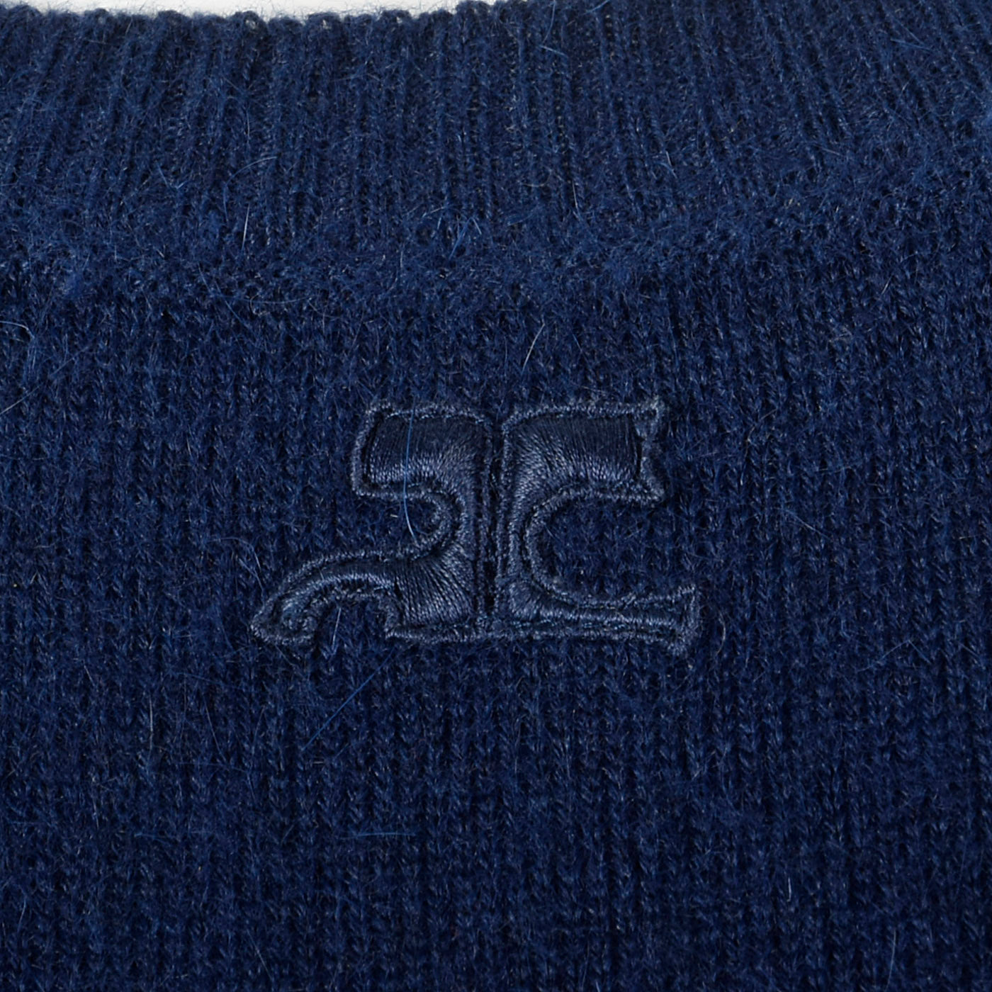 1970s Courreges Navy Blue Angora Sweater
