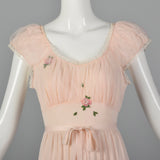 XXS 1950s Pink Chiffon Nightgown