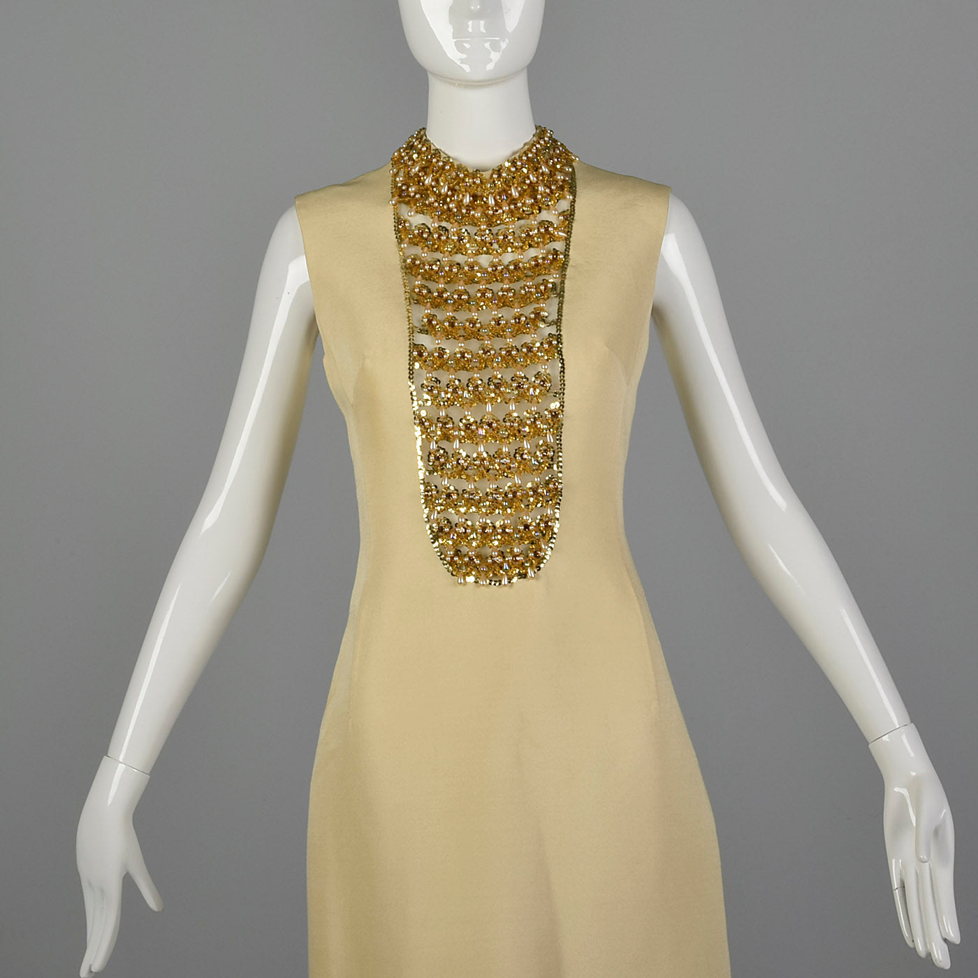 1960s Oscar Rom  Space Age Mod Evening Dress with Sheer Bust Panel